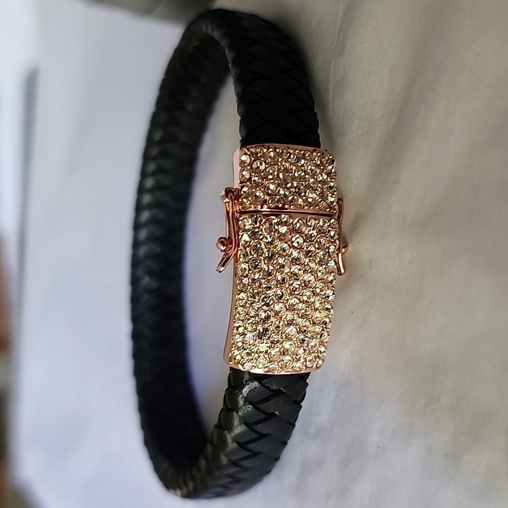 Joan Boyce Edgy Diva Pave/Leather Bracelet